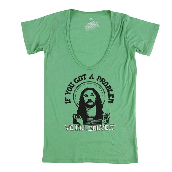 Local Celebrity Womens If You Got A Problem Graphic T-Shirt, greenblk, M - Picture 1 of 3